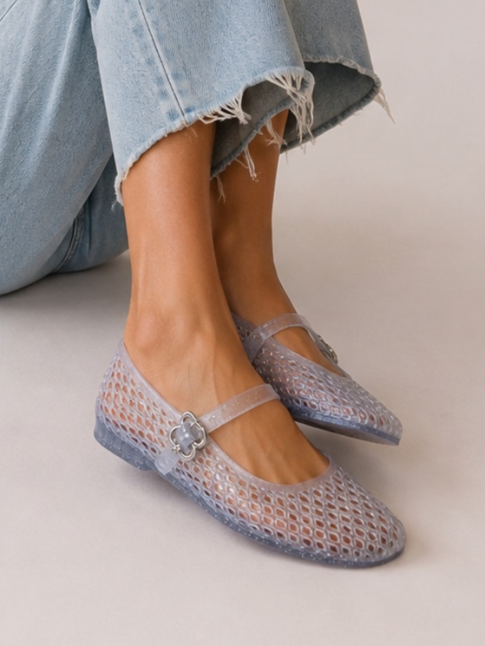 Sam Edelman Quinn Clear Sparkly Jelly Mary Jane Flats